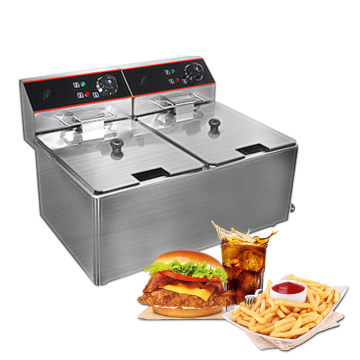 Commercial Double Basket Electric Deep Fryer for French Fries and Potatoes