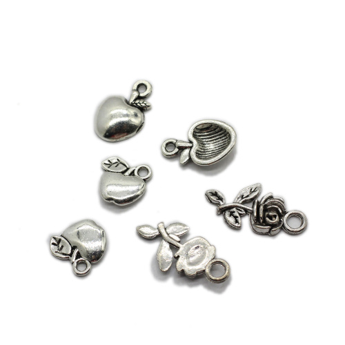 Supply Metallic Fruit Charms for DIY Craft Accessories Rose Flower Pendants Keychain Necklace Jewelry Making