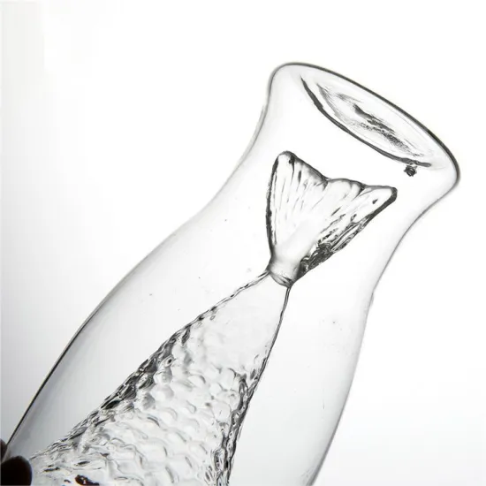 Transparent Mermaid Shaped Double Wall Water Bottle and Whiskey Glasses