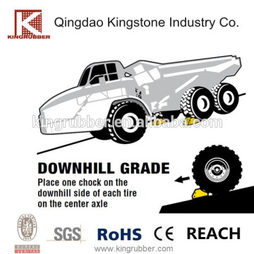 PU foam or rubber wheel chock for Mining trucks, Heavy Duty, Weather-resistant, Super Light Weight