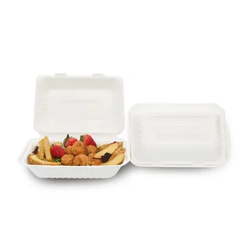9''*6''*3''clamshell Disposable Biodegradable Bagasse Box