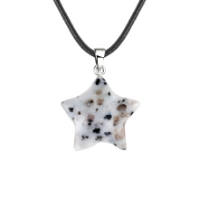 Kiwi Stone 30mm Star Pendant Pendant Necklace 45cm Black Cord