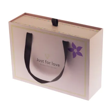Custom Rigid Drawer Gift Paper Box With Ribbon