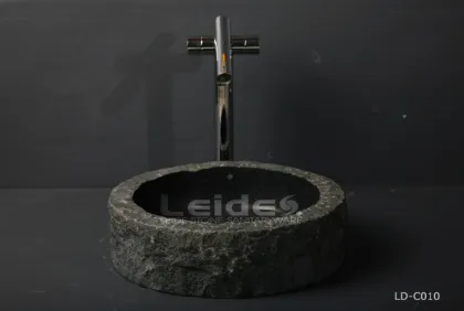 Round basin black stone sink leide stone wash basin sink