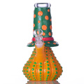 Colorido de vaso de precipitados de vidrio de calabaza, linda calabaza de Halloween con brillo en la oscuridad, tubería de agua de vidrio de borosilicato con tazón de 14 mm