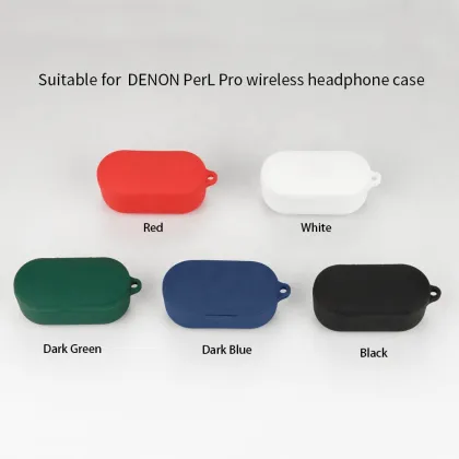 Shockproof Silicone Case with Keychain for DENON PerL Pro Wireless Earbuds
