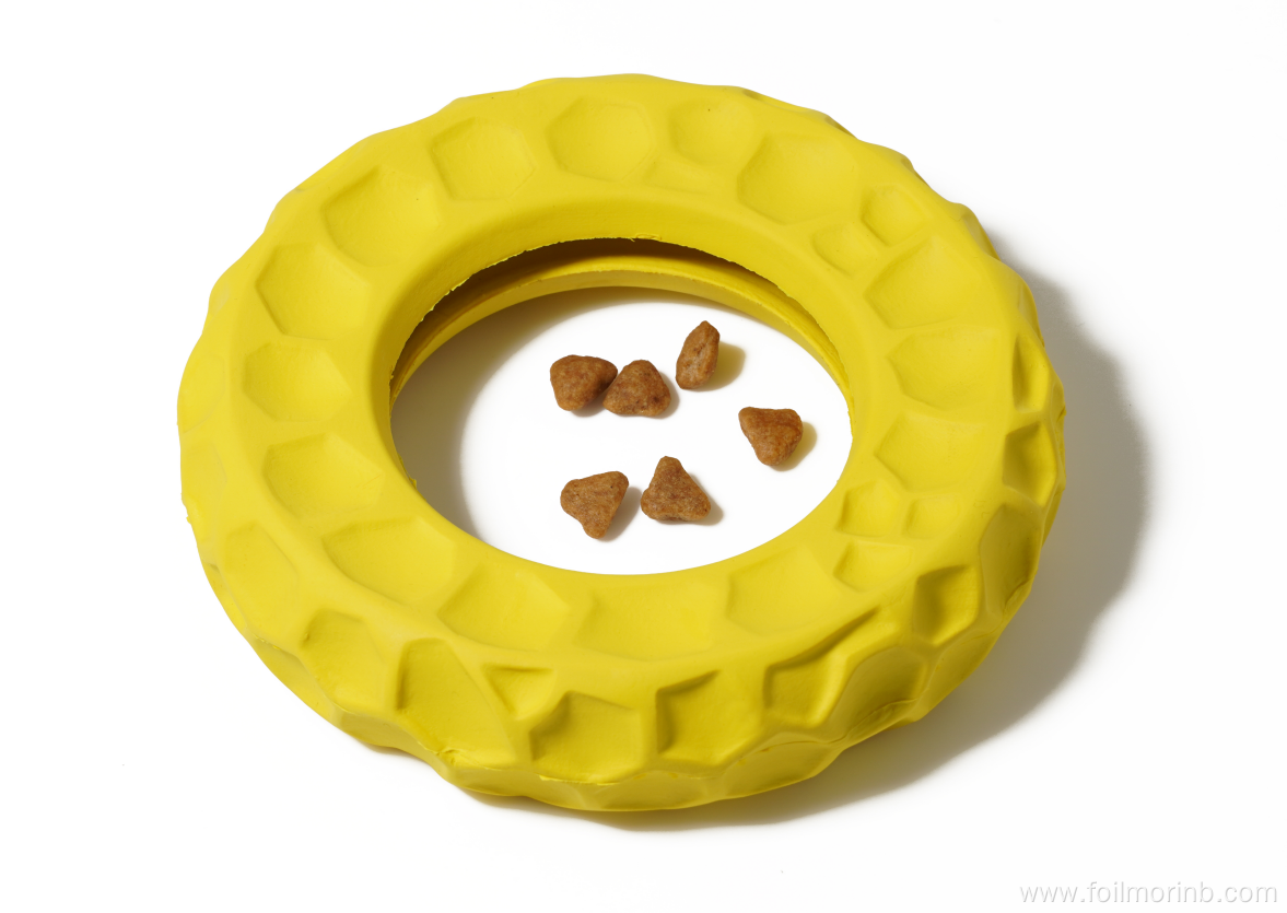 Natural Rubber Chew pet puppy toy ring Feeder