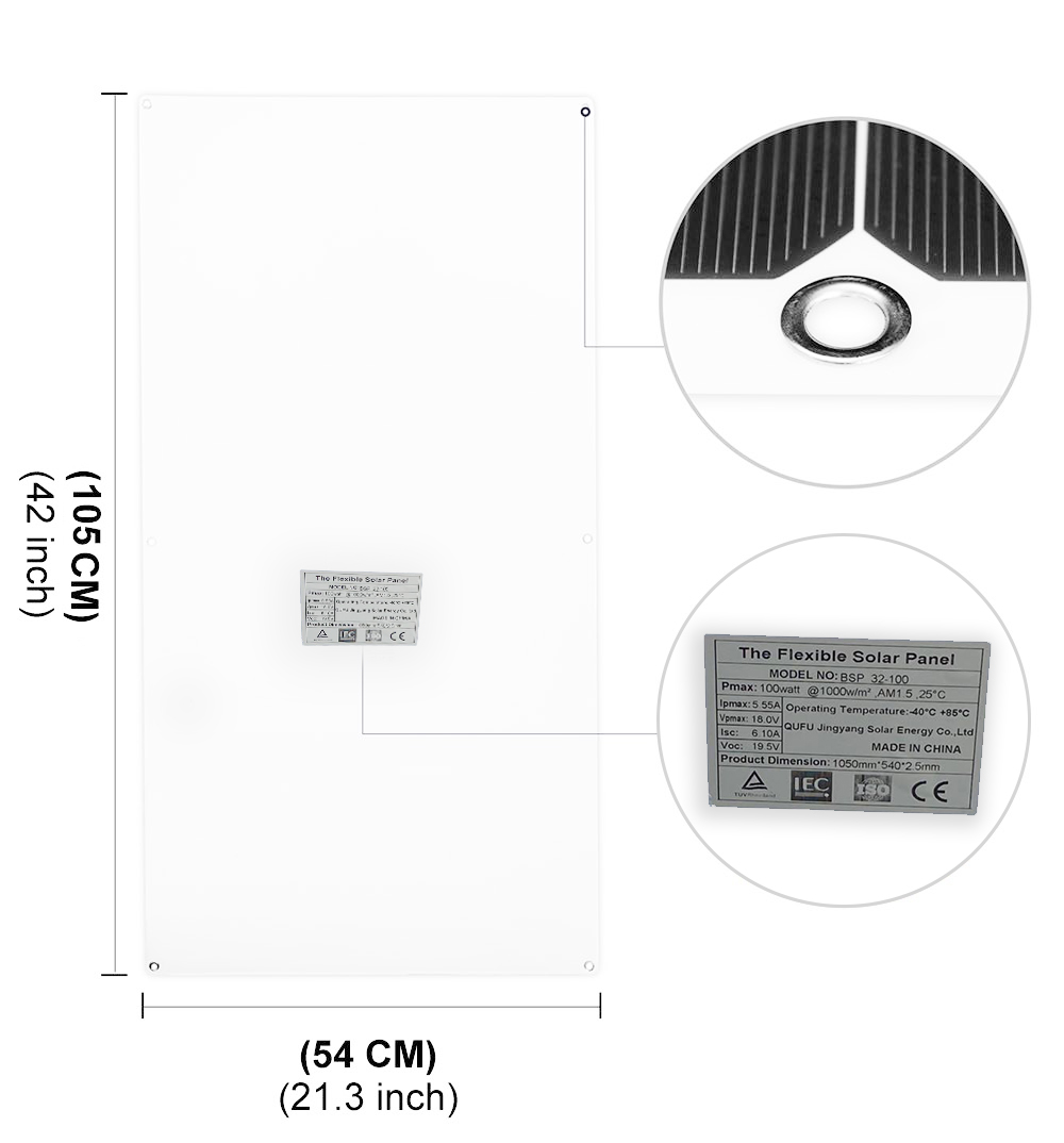 1PCS 18V Flexible Solar Panel 100W For 12V Battery System Charger Kit Mono Motorhomes Boats Cars Roof