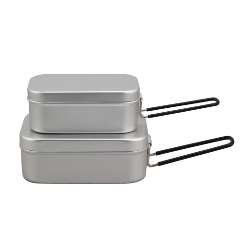 Aluminum lunch box with heat proof handle set
