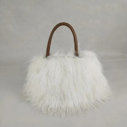 Genuine Tibet  Fur Shoulder bag Real Mongolian Fur Handbag