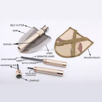 Stainless Steel Material multi tool military folding snow shovel camping shovel