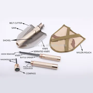 Stainless Steel Material multi tool military folding snow shovel camping shovel