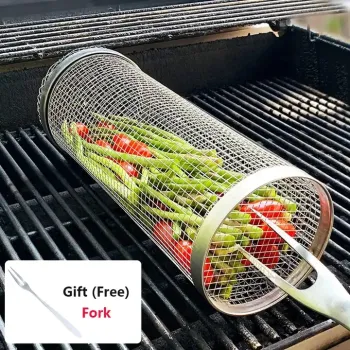 Stainless Steel Leakproof Mesh BBQ Basket for Outdoor Camping Grilling