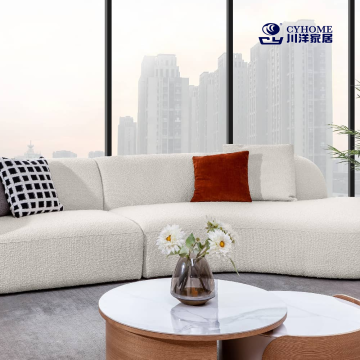 White Fabric Sofa for Bright Living Room