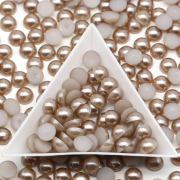 ストーンズライトコーヒー1.5mm-20mmフラットバックプラスチックパールファッションアクセサリーとクラフトデコレーション用のハーフラウンドビーズ