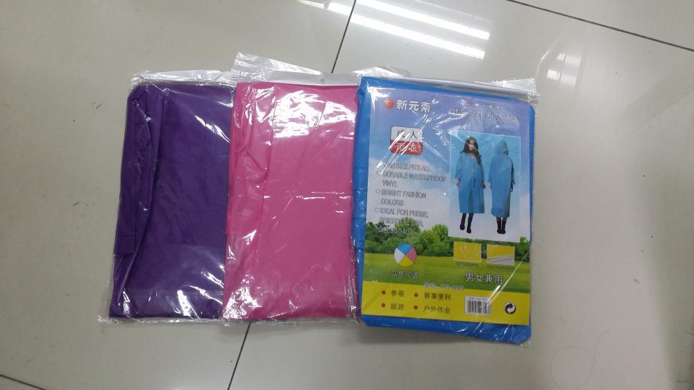 Different color raincoat packing bag with card