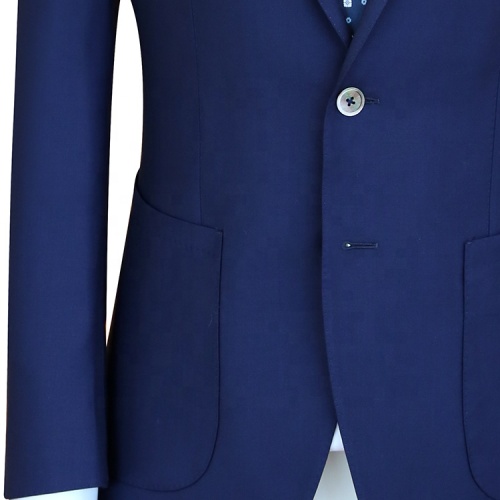 Slim Blue Wool Blazer Suit with Italian Craftsmanship