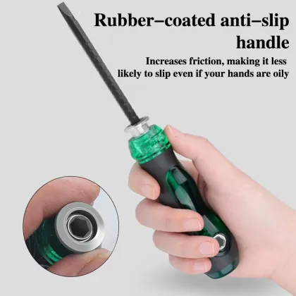 Green and black retractable screwdriver