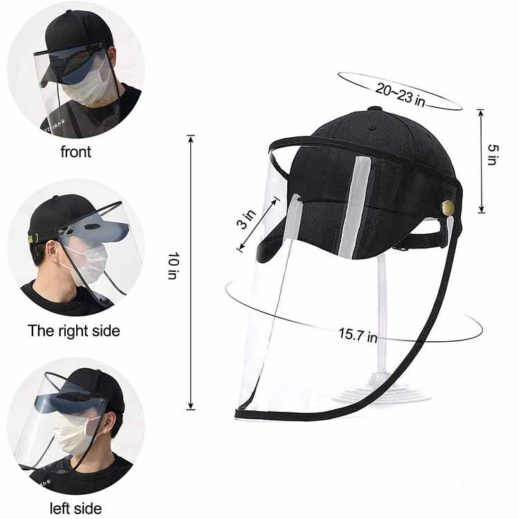 Face Shield Hat Splash zaščitna maska ​​proti pljuvanju