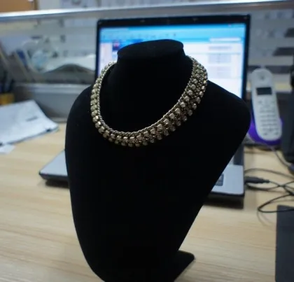 Graceful Oem /odm Metal Choker Necklace With Rhinstones (gold ,silver ,black ,white)