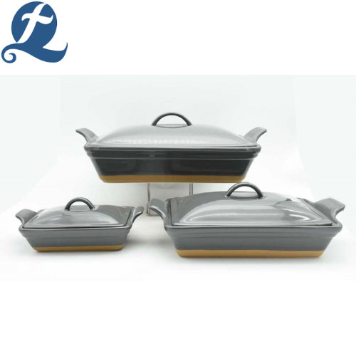 promotional ceramic handle non stick bakeware with lid