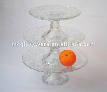 handmade clear glass cake plate with stander