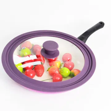 Hyri Food Grade Silicone & Tempered Glass Frying Pot Lids: Universal Fit for Pots and Pans