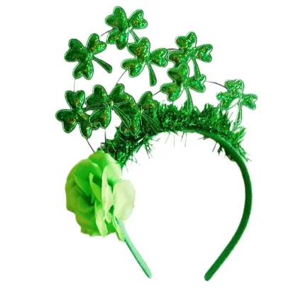 Green Headbands with Shamrock Pattern for St. Patrick's Day Parties
