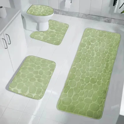 Benyi Carpet Bathmat 3d Design - 3 Pieces Bath Mats Set