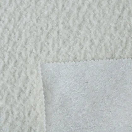 Pure White Wool Polyester Blend Fabric