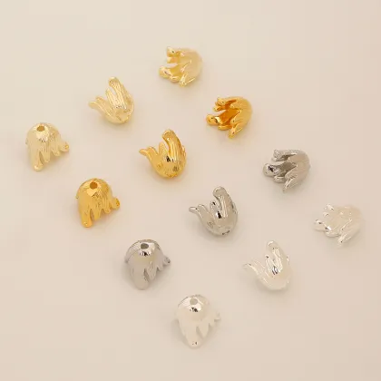 18K Gold Plated Brass Bauhinia Bead Caps - Chinese Classical Style Headwear