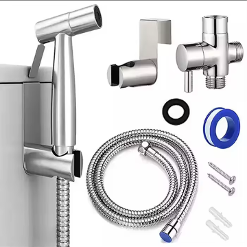 Jet Black Toilet Bidet Faucet Shower Sprayer Set - Stainless Steel Bidet Handheld Sprayer Cleaning Kit