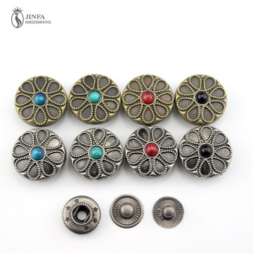 High-quality Metal Button Decorations with Flowers, Rhinestones, and Beads for Leather, Saddle Bags, and Wallets