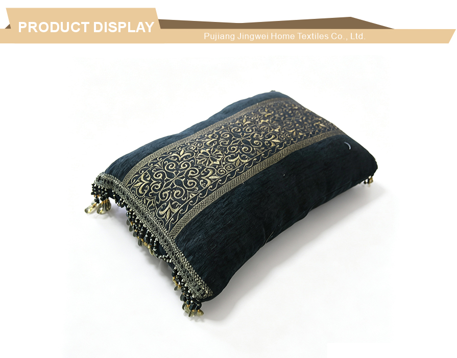 Vintage baroque trimmed rectangular cushion