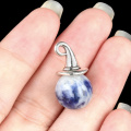 Sodalite 12mm Balls & Spheres Silver Wizard Cap Pendant for Making Jewlery Stone Beads Halloween Charms Decor Gift