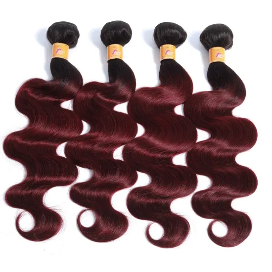 Top Quality Peruvian Virgin Human Hair Ombre Color T1B/99J Body Wave Bundles
