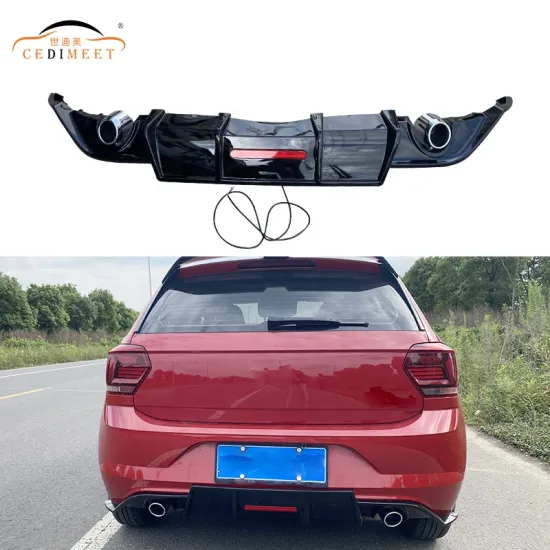 Factory Direct ABS Material LED Black Body Kit Rear Diffuser Bumper Cover for Volkswagen Polo 2019