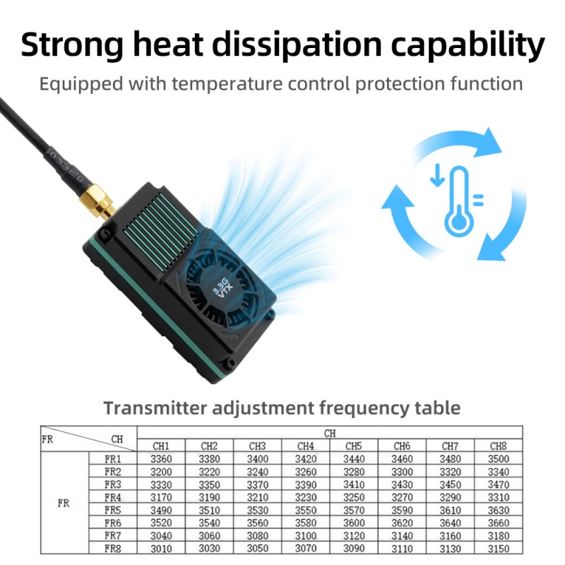 3.3G 4W FPV VTX 8CH Video Transmitter 9