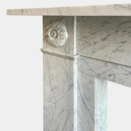 Luxury White Marble Fireplace Surround with Natural Veins