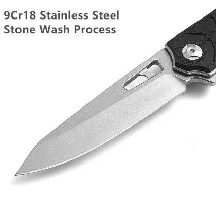 PN-5952 Hiking Camping Fishing Knife - 9Cr18 Stainless Steel Blade G10 Handle EDC Pocket Knife