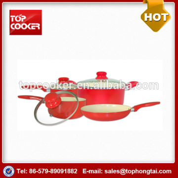 Red Color 7PCS Aluminum Ceramic Coated Cookware Set