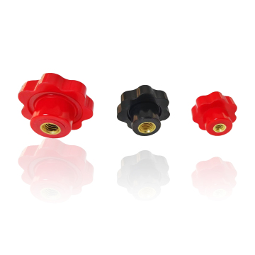 Hot Sale Black Red Bakelite Star Shaped Knob with Brass Nuts for Fitness Equipment