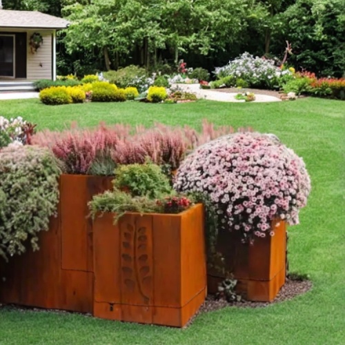 Outdoor Garden Metal Planter Corten Steel Flower Pot