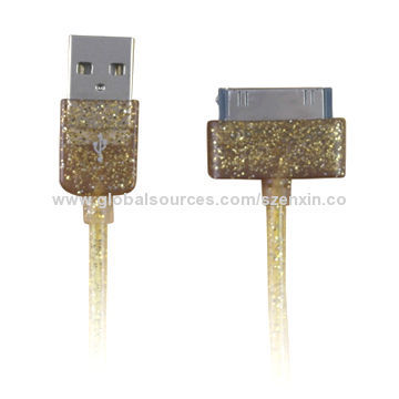 USB data cable with flash powder coating, for iPhone 4/4s