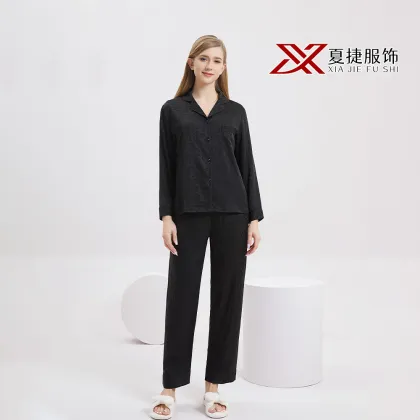 Silky Black Leopard Pattern Loungewear Set