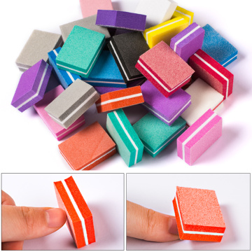MEET ACROSS 50Pcs/set Mini Nail File Blocks Colorful Sponge Nail Polish Sanding Buffer Strips Nail Polishing Manicure Tools