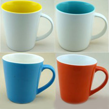 Fine China Mugs, Comes in Red, Blue Outside Glazed Colors, Ideal for Promotional Purposes/FDA-passed