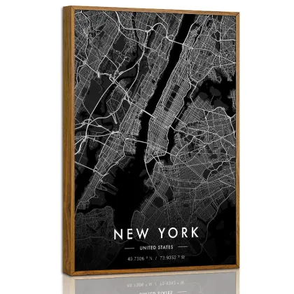 Modern Dark New York City Map Canvas Print