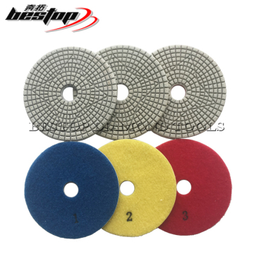 Round D100mm Granite Wet Diamond Polishing Pads - 3-Step Hook Loop 4in OEM Customizable