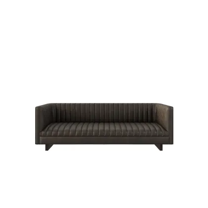 YUANF Genuine Leather Sofa Mid Century Modern